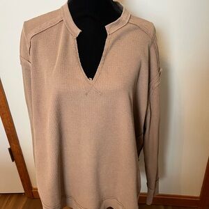Peach Love California V-Neck Tan Sweater